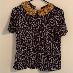 Floral Peter Pan Collar Top